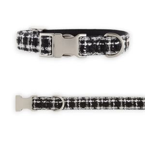 Top Paw Tweed‎ Plaid Adjustable Dog Collar Size Large Black White Boucle Fashion